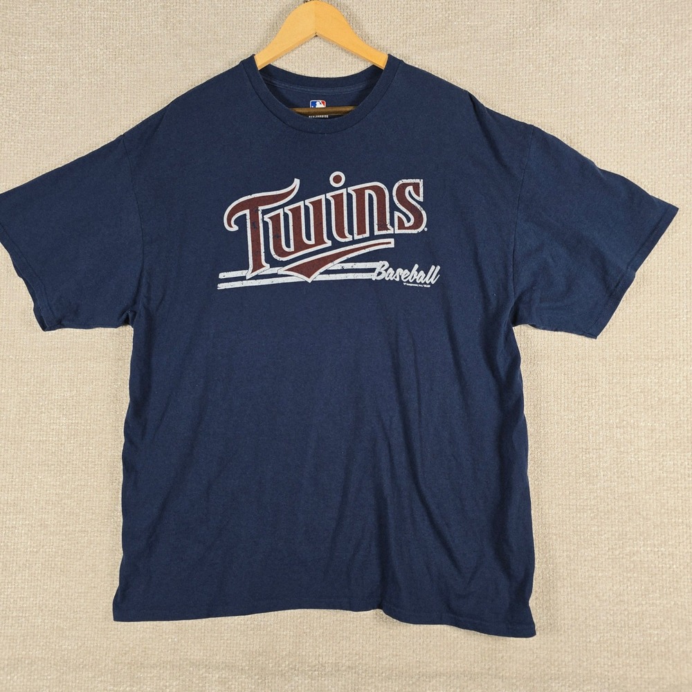 MLB Minnesota Twins Mens 2XL Navy Blue Baseball Graphic T-Shirt VF Imagewear